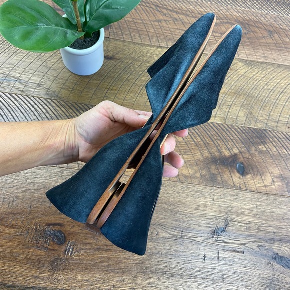 J. CREW 9 Zoe d’Orsay Suede Black Flats pointed toe - Picture 4 of 6